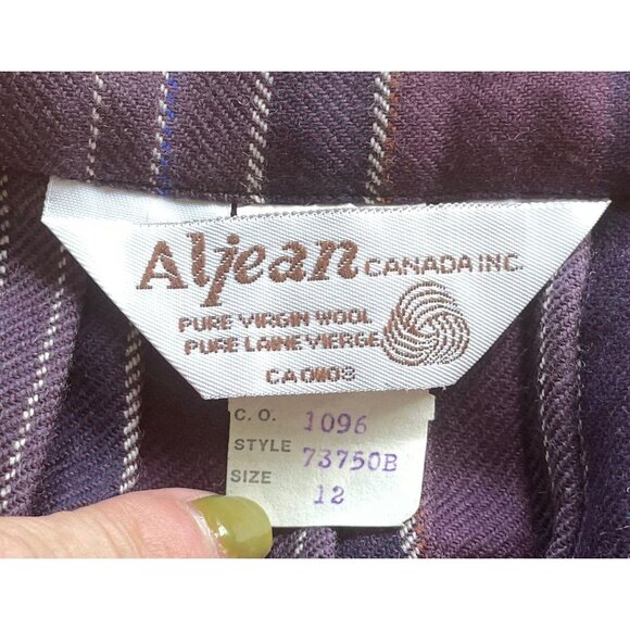 Vintage 80s wool pleated skirt, purple plaid, Al Jean Canada, NWT, size 2/4 (S) - Picture 9 of 9